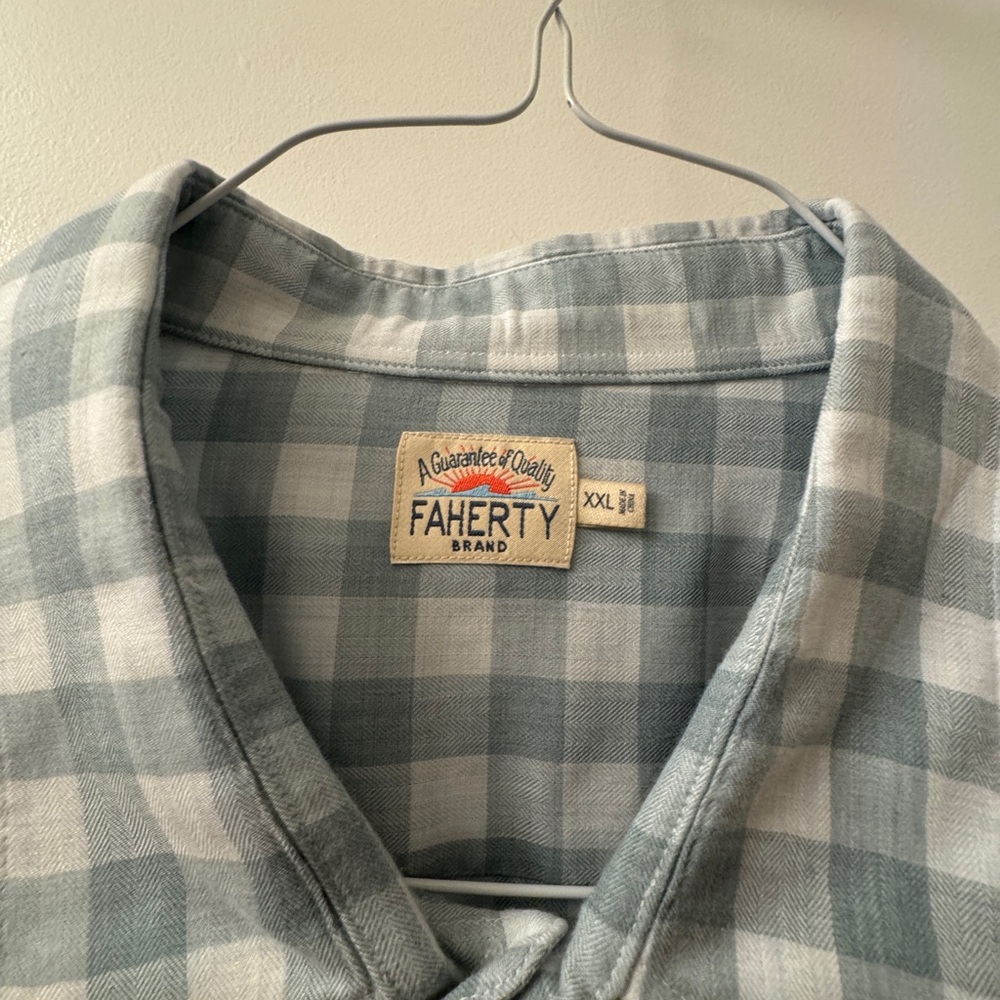 Faherty green plaid button down